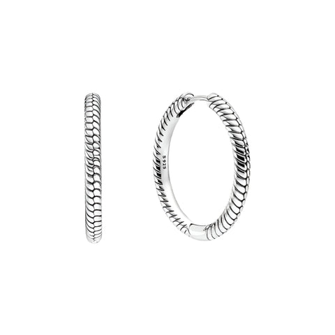 Sterling Silver Hoop Earrings Pave Crystals - Sterling silver hoop earrings with pave crystals, featuring an elegant and sophisticated design.