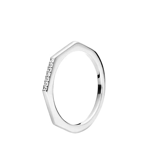 Sterling Silver Multifaceted Cubic Zirconia Ring - Sterling Silver Multifaceted Cubic Zirconia Ring