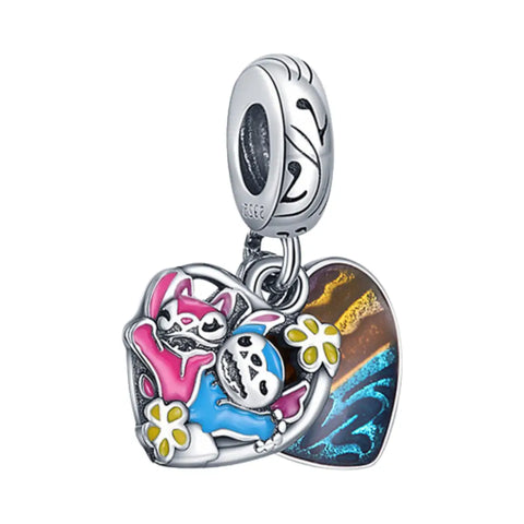 Lilo and Stitch- Stitch and Angel Double Dangle Charm - Lilo and Stitch- Stitch and Angel Double Dangle Charm