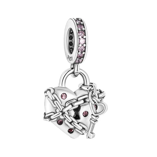 Locked Heart Dangle Charm