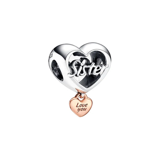 Love You Sister Heart Charm