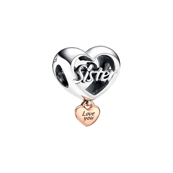 Love You Sister Heart Charm - Love You Sister Heart Charm