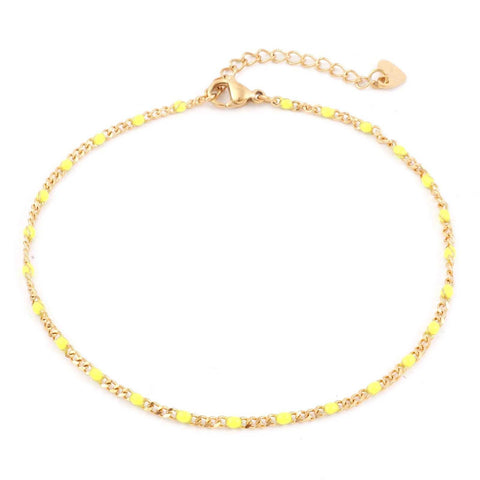 Gold Chain Ankle Bracelet with colored beads