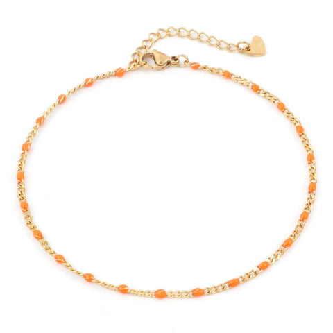 Gold Chain Ankle Bracelet with colored beads