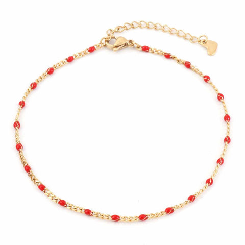 cute Anklets Gold Chain Ankle Bracelet with colored beads