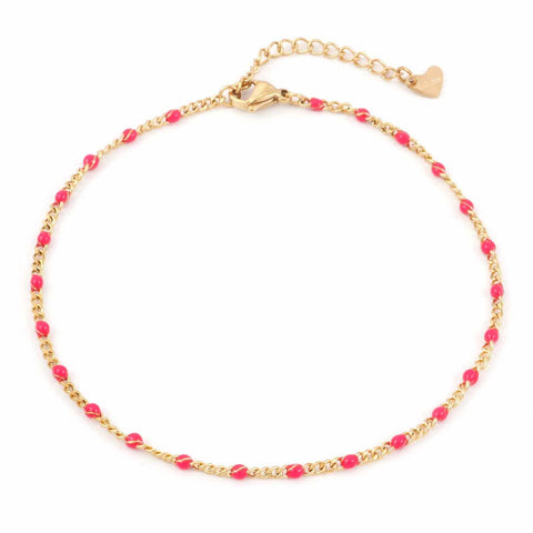 Gold Chain Ankle Bracelet with colored beads