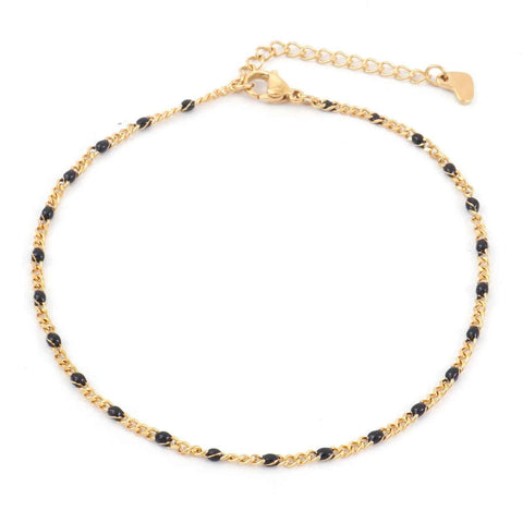 Gold Chain Ankle Bracelet with colored beads