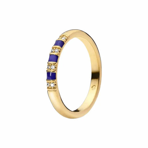 Gold-Plated Blue Gemstone Ring CZ - Gold-Plated Blue Gemstone Ring with CZ