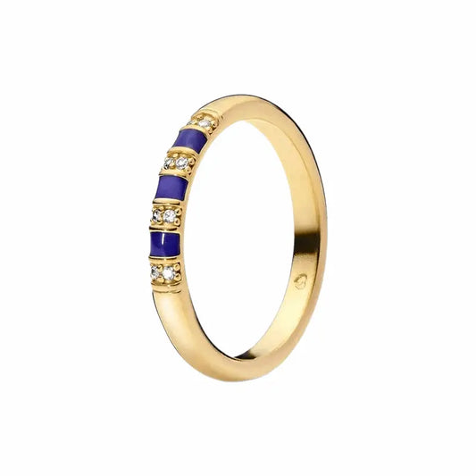 Gold-Plated Blue Gemstone Ring with CZ