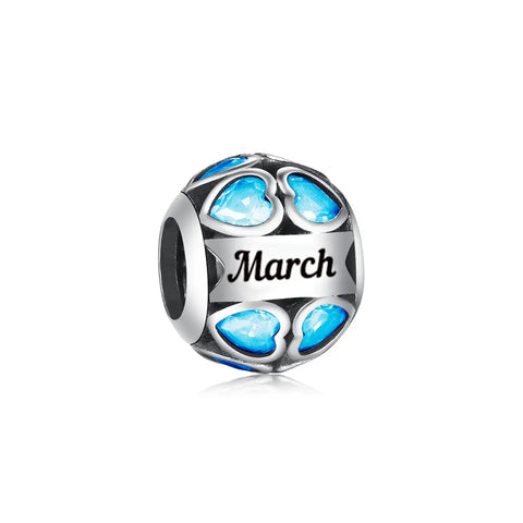 March Birthstone Heart Charm - March Birthstone Heart Charm