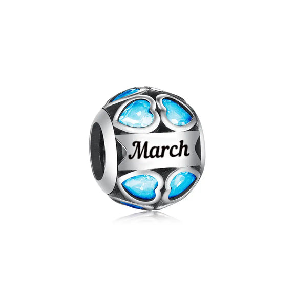 March Birthstone Heart Charm - March Birthstone Heart Charm