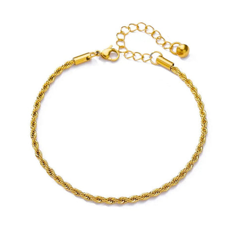 Twisted Gold Rope Ankle Bracelet - Twisted Gold Rope Ankle Bracelet