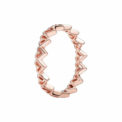 Rose Gold Freehand Hearts Ring - Rose Gold Freehand Hearts Ring