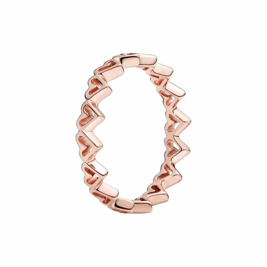 Rose Gold Freehand Hearts Ring