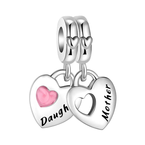 Mother and Daughter Heart Charm
