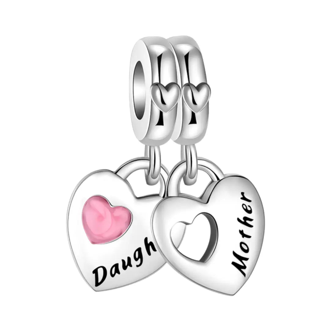 Mother and Daughter Heart Charm