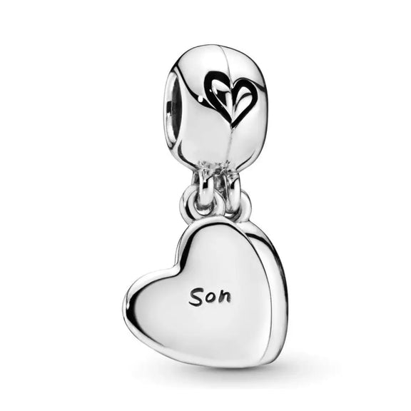 Mother & Son Heart Double Dangle Charm - Mother & Son Heart Double Dangle Charm