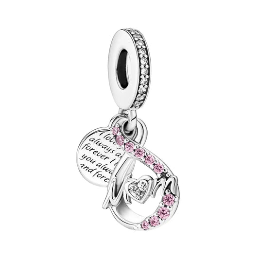 Mum Infinity Pave Double Dangle Charm