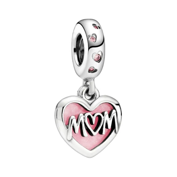 Mum Script Heart Dangle Charm - Mum Script Heart Dangle Charm