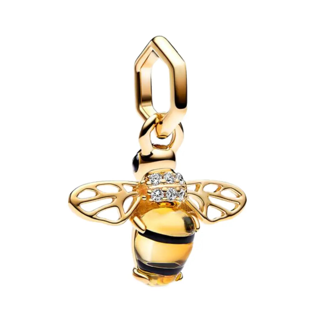 Gold Bee Charm with Crystal Accents