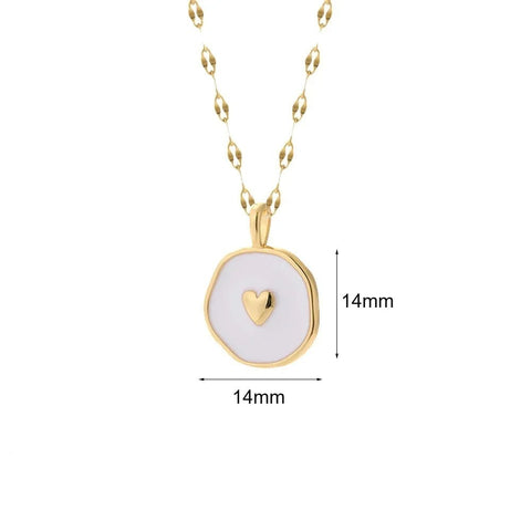 Elegant Gold-Plated White Heart Pendant Necklace for Women - Gold-plated white heart pendant necklace with a mm diameter.