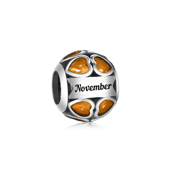 November Birthstone Heart Charm - November Birthstone Heart Charm