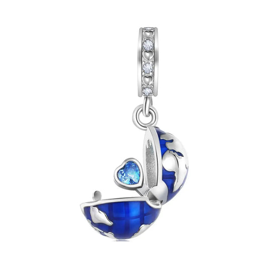 Open World And Heart Clip Dangle Charm