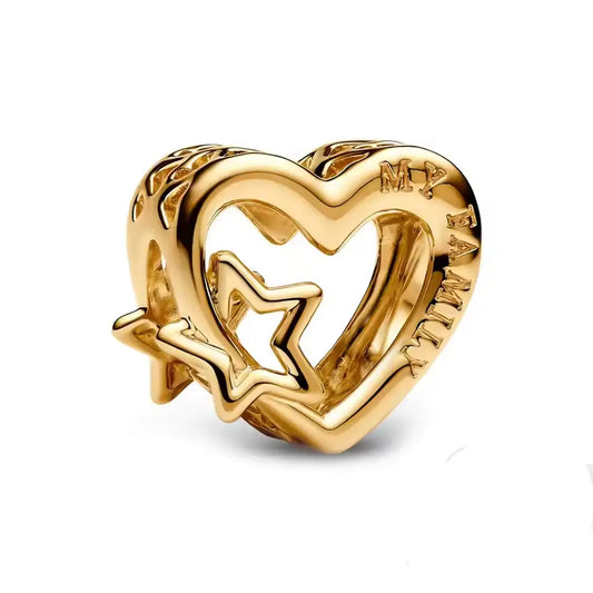 Gold heart-shaped charm with star design
