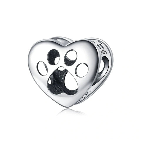 Openwork Paw Heart Print Charm