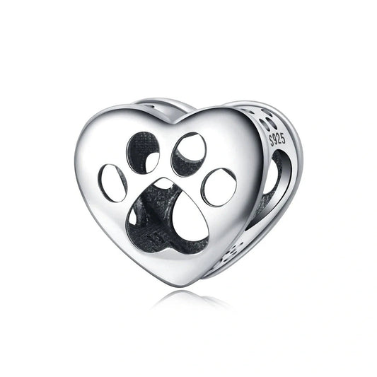 Openwork Paw Heart Print Charm