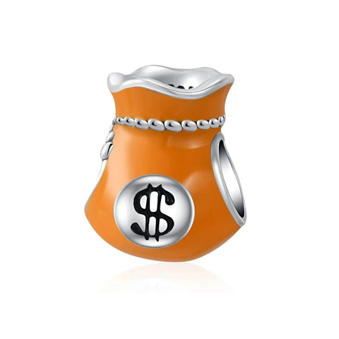 Orange Money Bag With A Dollar Sign Charm - Orange Money Bag With A Dollar Sign Charm