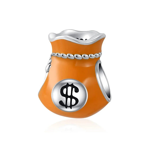Orange Money Bag With A Dollar Sign Charm