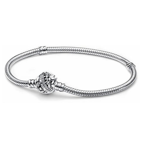 Enchanted Tinkerbell Sterling Silver Charm Bracelet - Sterling silver bracelet with a detailed Tinkerbell charm, compatible with Pandora charms.