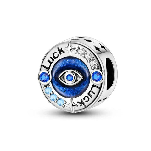 Pandora Charm Blue Eye White Stones Accent Charm - Pandora Charm Blue Eye White Stones Accent Charm - Compatible with Pandora Bracelets