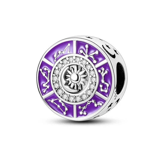 Pandora Charm Purple White Enamel Accent
