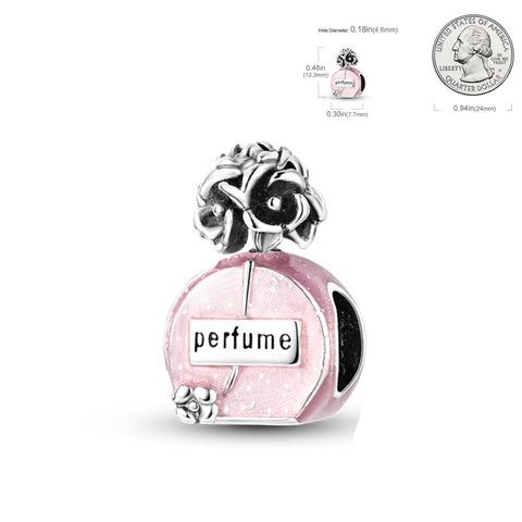 Perfume Bottle Charm with Flower - Perfume bottle charm with flower