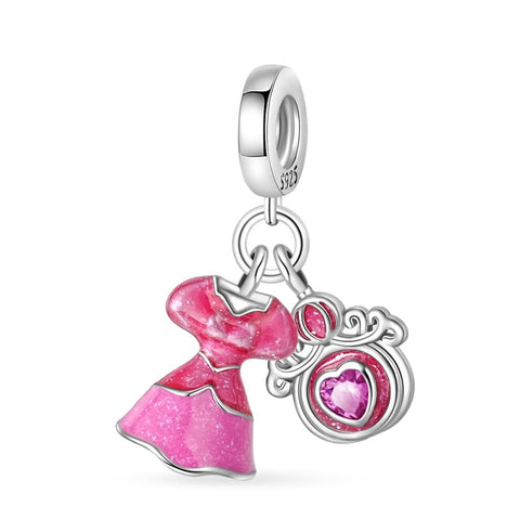 Enchanted Pink Dress and Heart Charm - Pink dress and heart charm