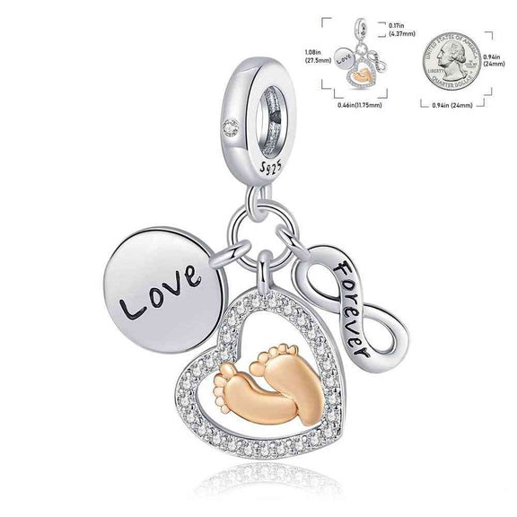 Love Forever Charm with Baby Feet - Love forever charm with baby feet