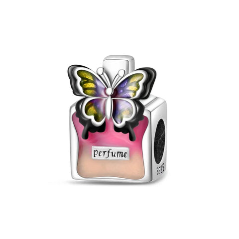 Regal Pink Perfume Bottle Charm - Regal pink perfume bottle charm with crown design
