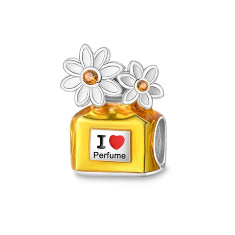 Floral Yellow Perfume Bottle Charm - Lovely rose gold turtle charm with crystals