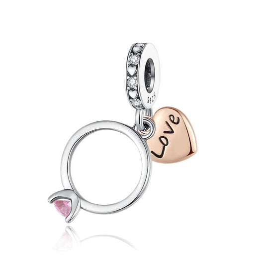 Love ring charm with heart