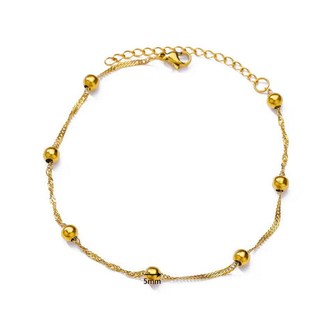 Delicate Minimalist Gold Bead Ankle Bracelet - Delicate Minimalist Gold Bead Ankle Bracelet