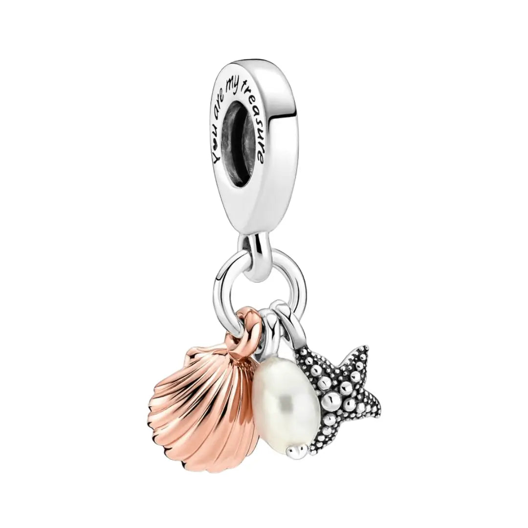 Pearl, Starfish & Shell Triple Dangle Charm