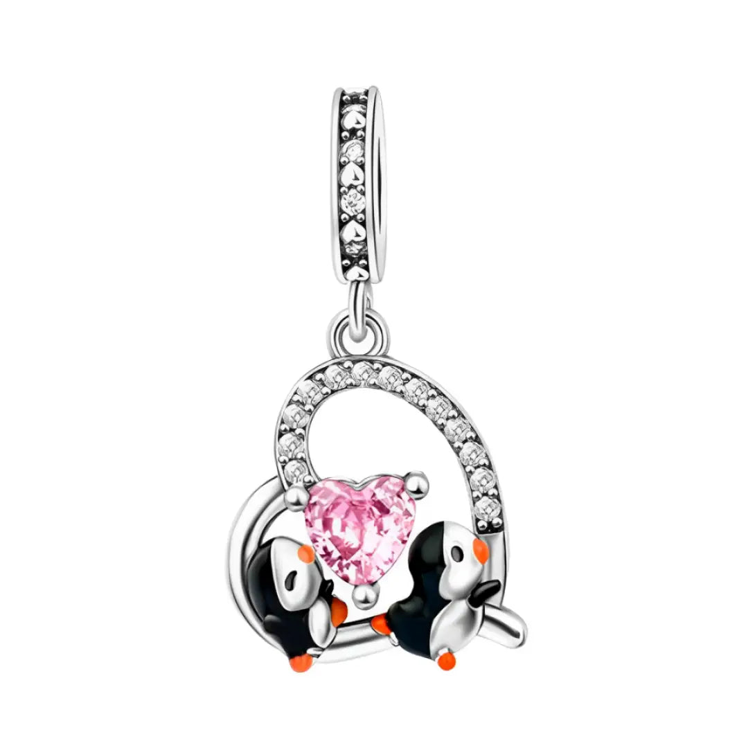 Penguin and Heart Dangle Charm