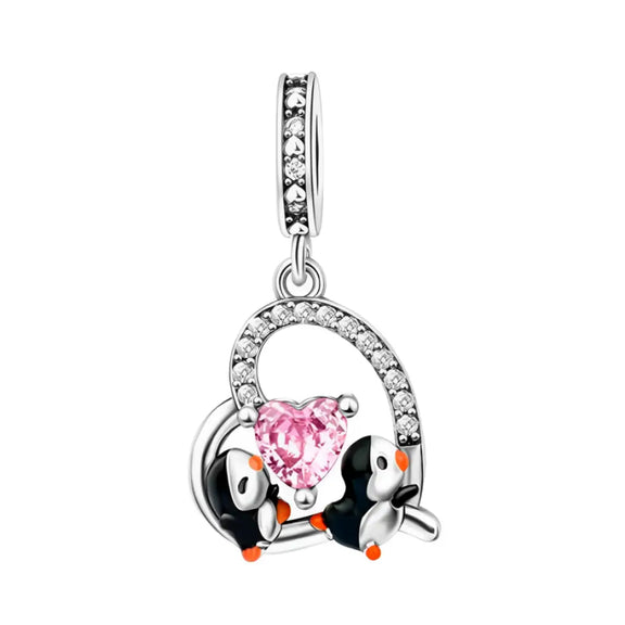 Penguin and Heart Dangle Charm - Penguin and Heart Dangle Charm