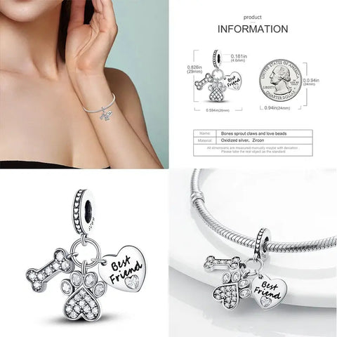 Best Friend Pet Lovers Sterling Silver Charm - Best Friend Pet Lovers Sterling Silver Charm
