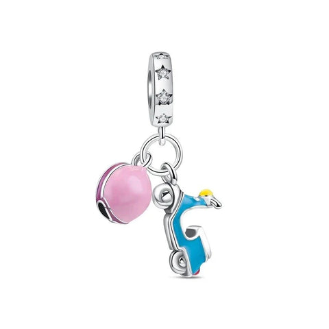 Pink And Blue Scooter With Ball Charm - Pink And Blue Scooter With Ball Charm