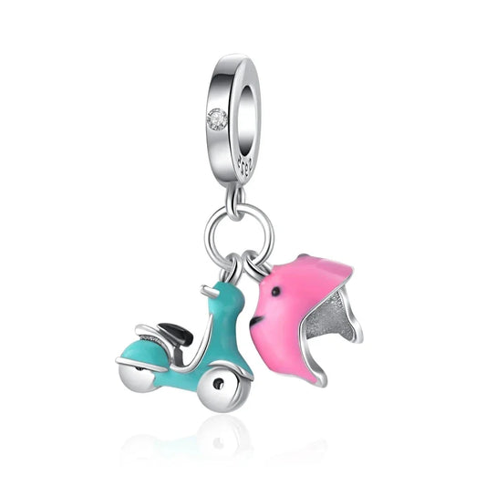 Pink And Blue Scooter With Fish Charm
