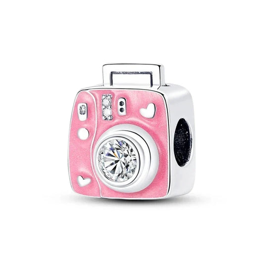 Pink Camera With Diamonds Charm