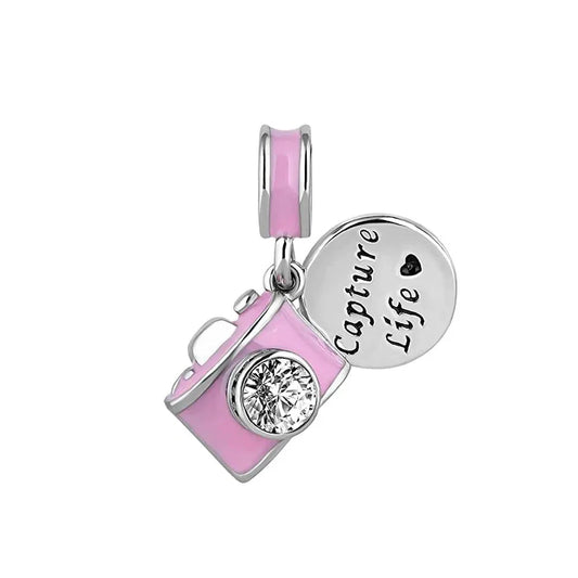 Pink Camera With Heart Charm